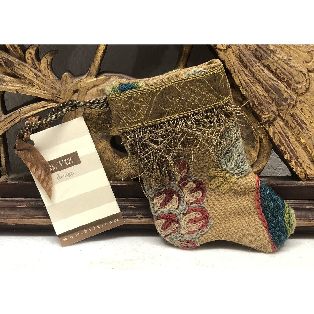 Handmade MINI STOCKING From Antique Vintage Textiles by B-VIZ Multicolor L103